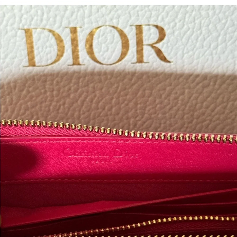 Christian Dior Fuchsia Long Zip Wallet With Charms